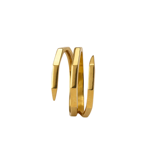 Yellow Gold Triple Band Wrap Ring 18k