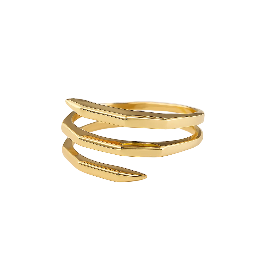 Yellow Gold Triple Band Wrap Ring 18k
