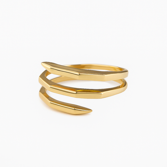 Yellow Gold Triple Band Wrap Ring 18k