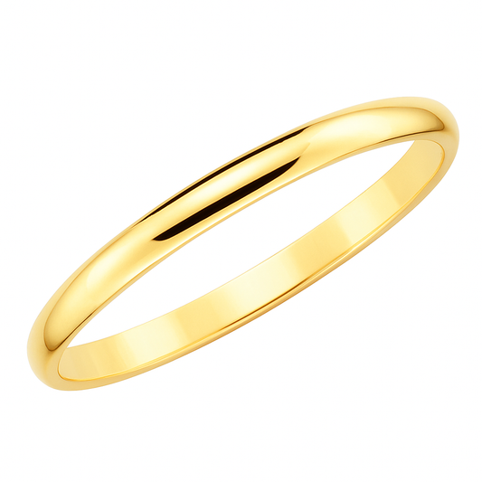 Yellow Gold Thin Half Dome Band 14k 2.5mm