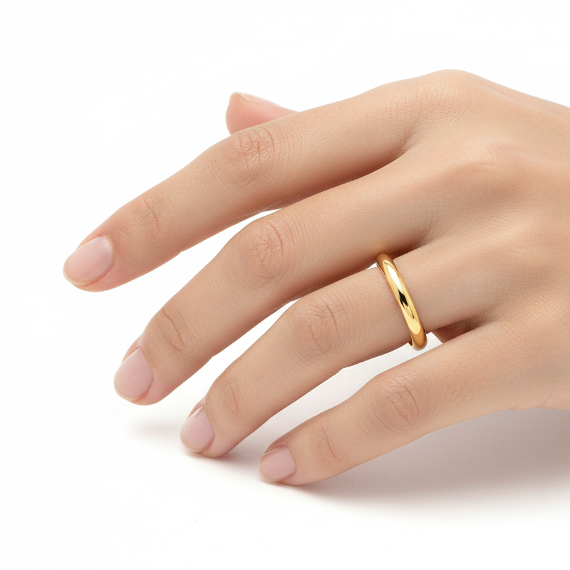 14K Yellow Gold Thin Half Dome Band - 2.5mm