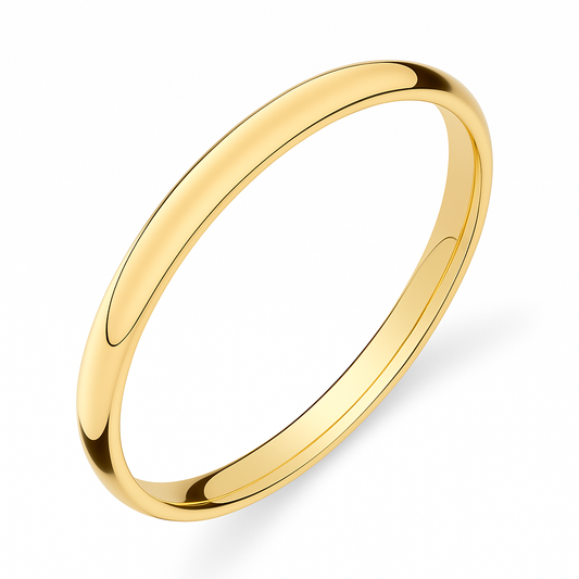 Yellow Gold Thin Half Dome Band 18k 2.5mm