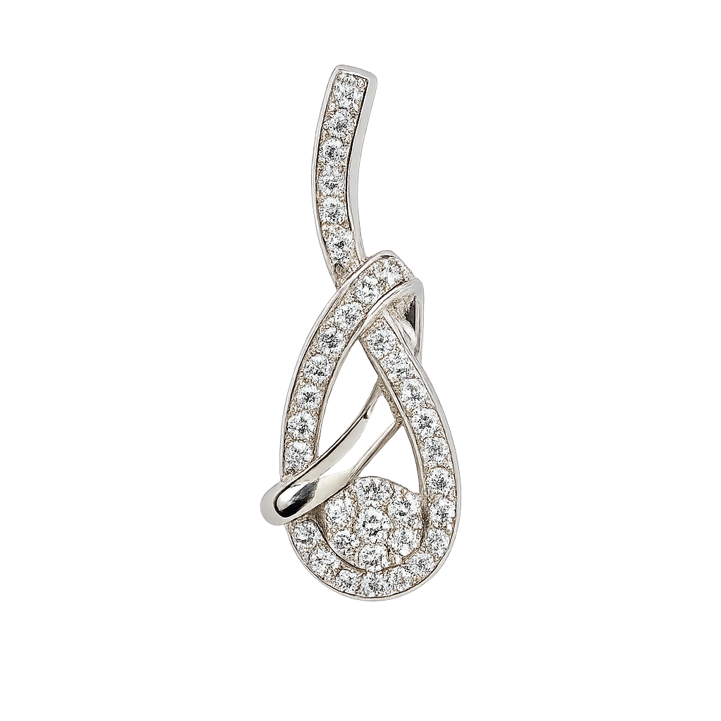 White Gold Teardrop Diamond Pendant, 10k