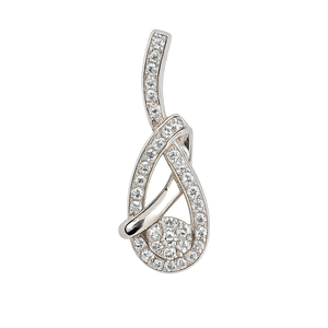 White Gold Teardrop Diamond Pendant, 10k