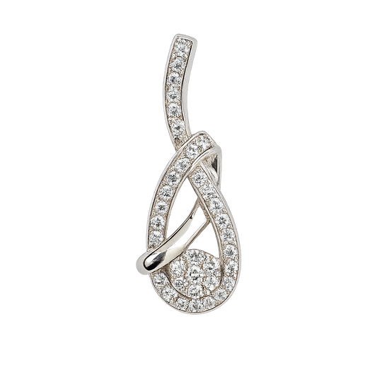 White Gold Teardrop Diamond Pendant, 10k