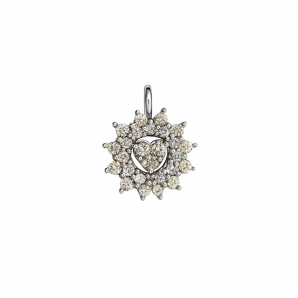 White Gold Diamond Cluster Pendant, 18k, 0.67gr