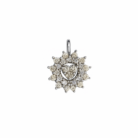 White Gold Diamond Cluster Pendant, 18k, 0.67gr