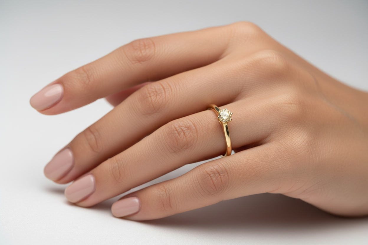 14K Yellow Gold Yellow Diamond Ring – Solitaire Setting – 0.25ct Diamond TDW S1