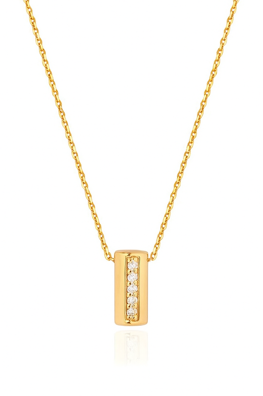 Yellow Gold Bar Pendant Design Necklace, 18k, 3.02g