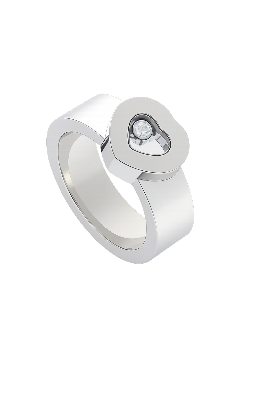 White Gold Chopard Happy Diamond Heart Ring 18k TDW:0.05 CT, Resale