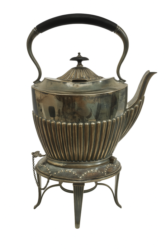 Antique Sheffield Silver-Plated Tea Kettle on Warming Stand (Henry Rogers & Sons)