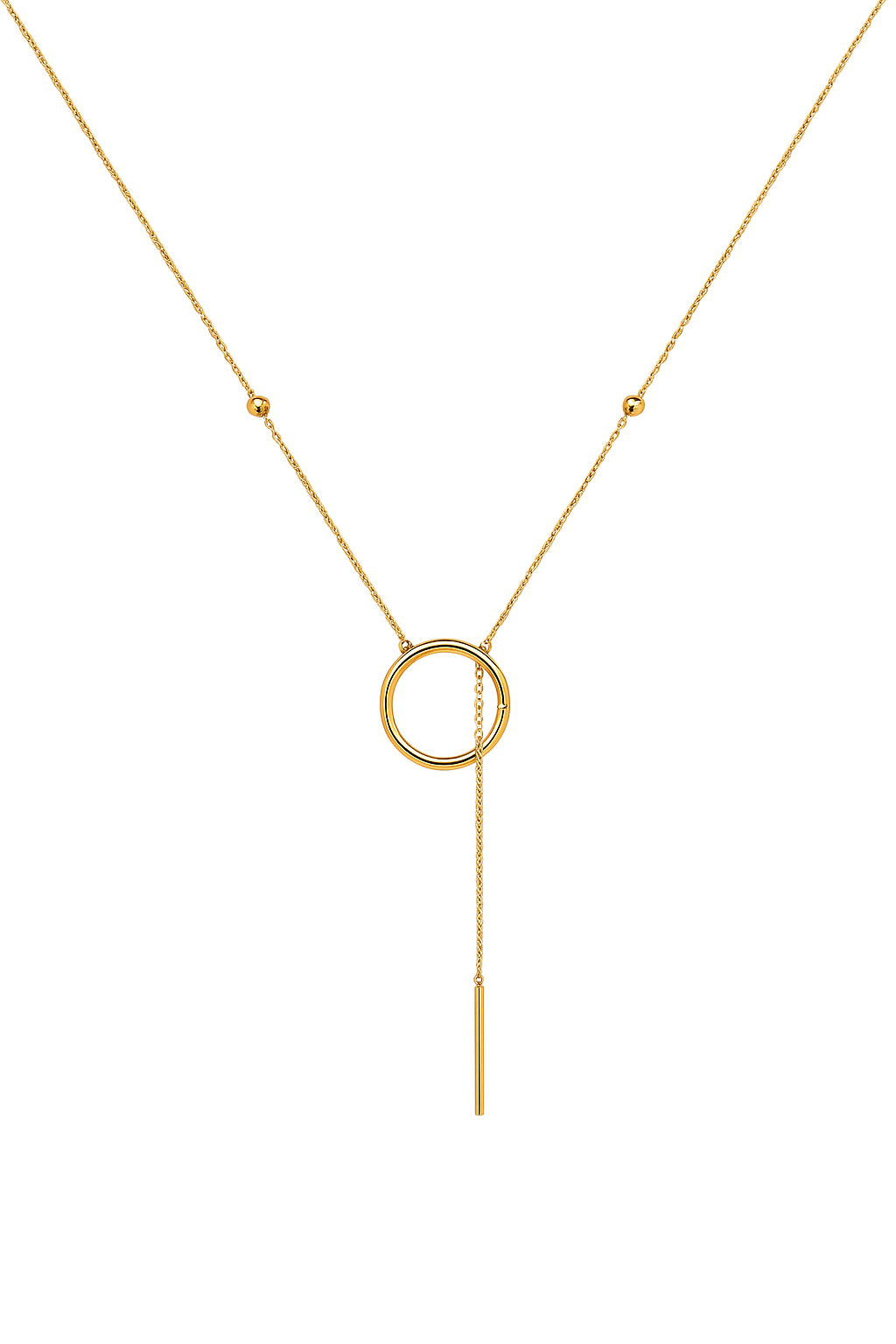 Yellow Gold Circle Y Lariat Necklace, 18k, 1.9gr