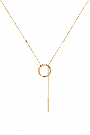 Yellow Gold Circle Y Lariat Necklace, 18k, 1.9gr