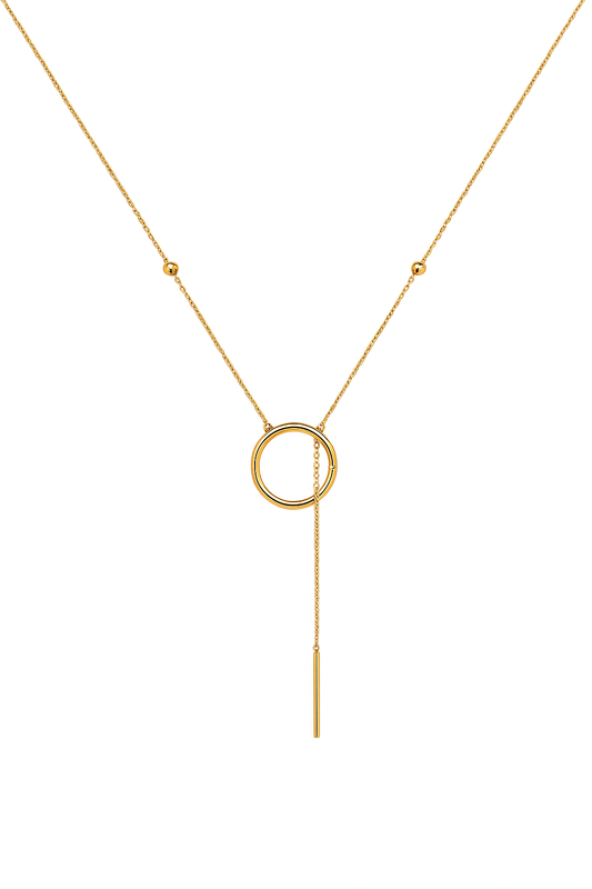 Yellow Gold Circle Y Lariat Necklace, 18k, 1.9gr