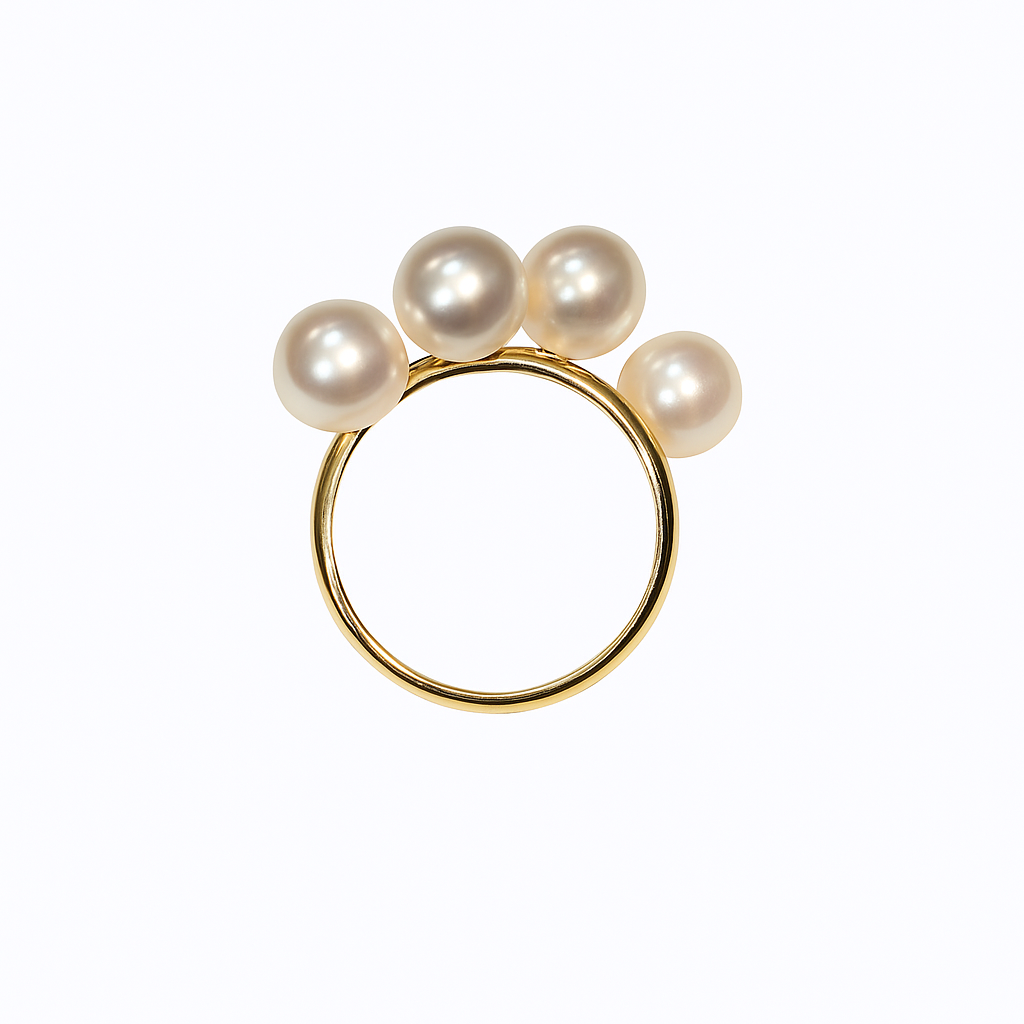 Yellow Gold With 4 Freshwater Pearl Ring, 18k, 3.04gr