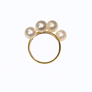 Yellow Gold With 4 Freshwater Pearl Ring, 18k, 3.04gr