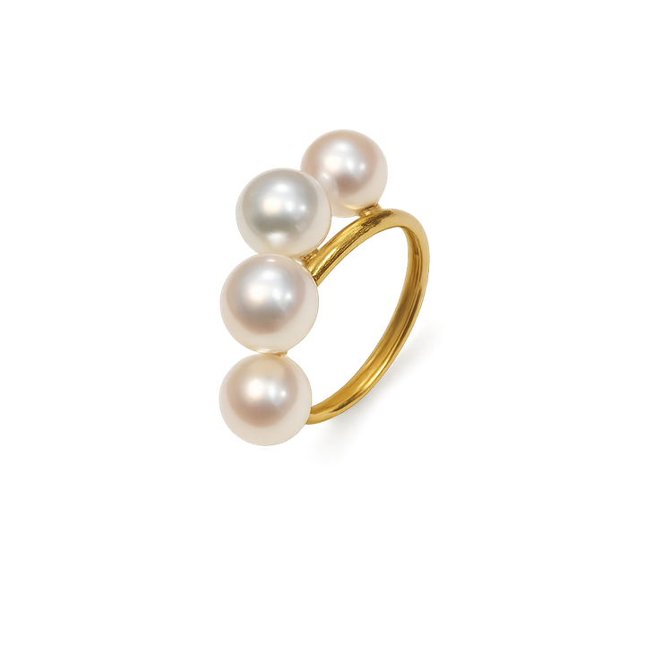 18K Yellow Gold With 4 Freshwater Pearl Ring
