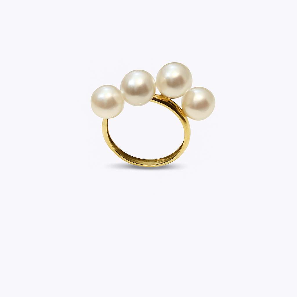 Yellow Gold With 4 Freshwater Pearl Ring, 18k, 3.04gr