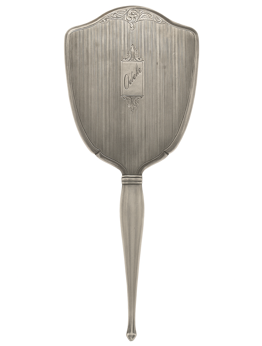 Sterling Silver Antique Birks Sterling Silver Hand Held Vanity Mirror