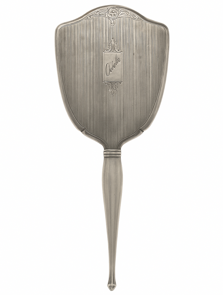 Sterling Silver Antique Birks Sterling Silver Hand Held Vanity Mirror