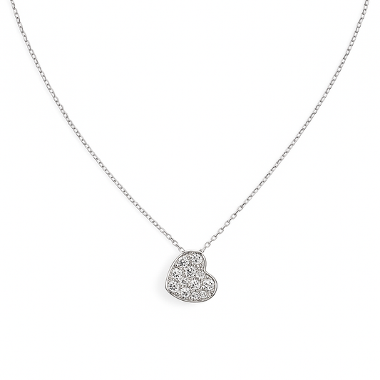 White Gold Heart Necklace setting with Diamonds, 14k, TDW: 0.11ct