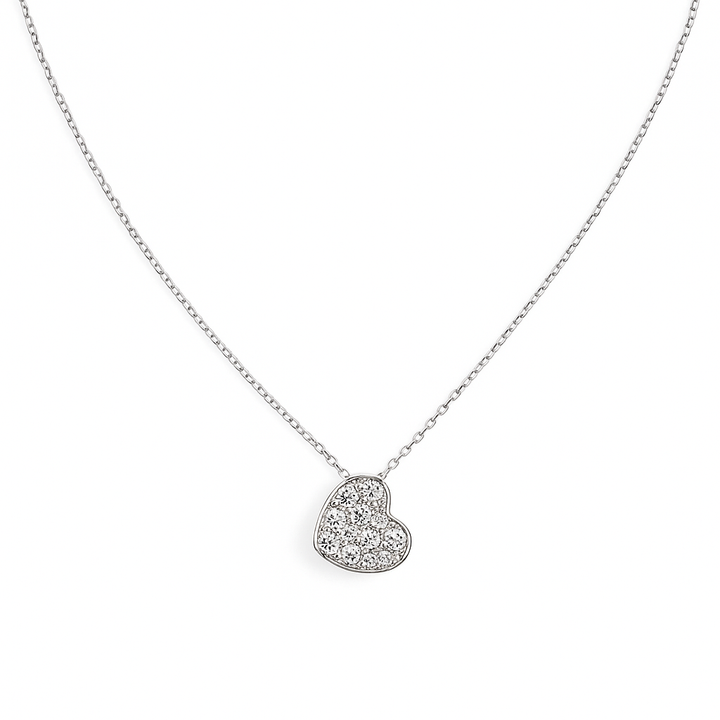 14K White Gold Diamond Heart Necklace