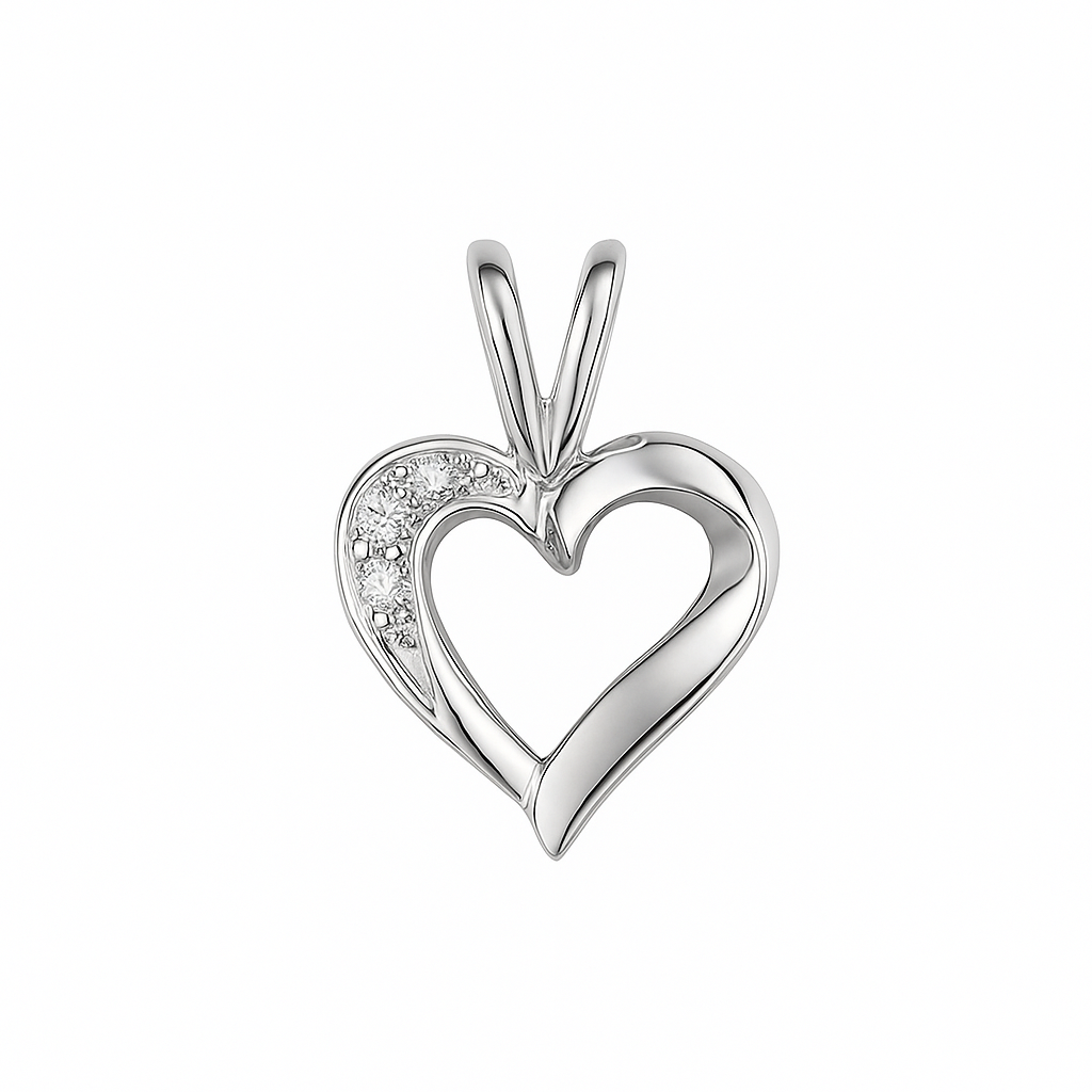 White Gold Diamond Heart Pendant 10k TDW: 0.02 GH SI