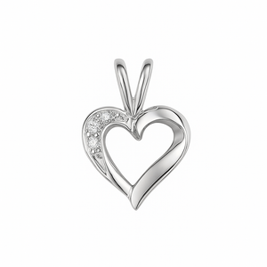 10K White Gold Diamond Heart Pendant TDW: 0.02ct SI I