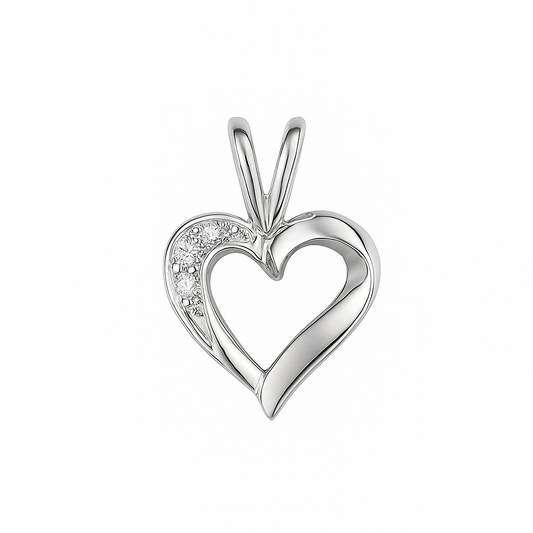 White Gold Diamond Heart Pendant 10k TDW: 0.02 GH SI