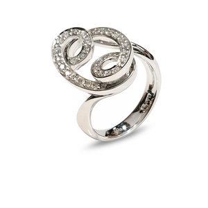 18K White Gold Diamonds Wave Shape Cocktail Ring TDW:0.88ct