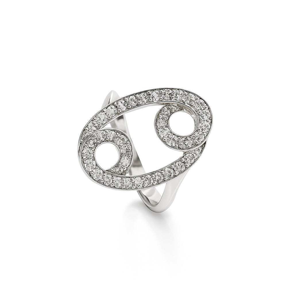 18K White Gold Diamonds Wave Shape Cocktail Ring TDW:0.88ct
