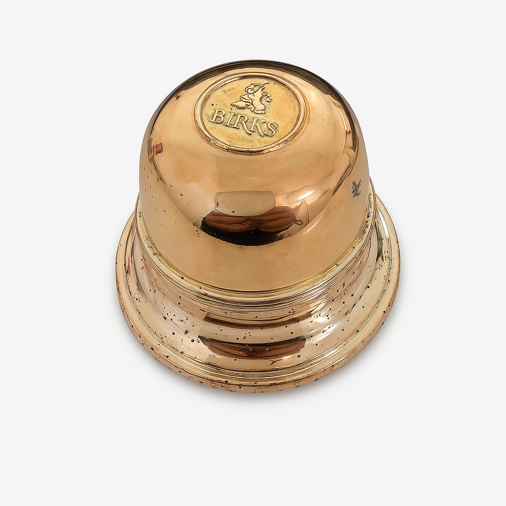 Antique Birks Silver-Plated Ring Display Holder – Velvet Cushion (1940s–1960s)