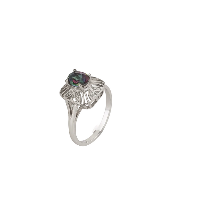 10K White Gold Enchanted Mystic Topaz Filigree Ring