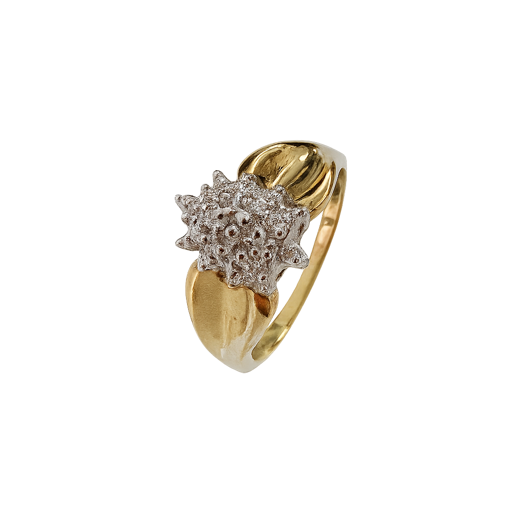 Yellow Gold Diamond Clusters Ring, 10k, TDW:0.03ct