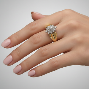 10K Yellow Gold Diamond Cluster Ring
