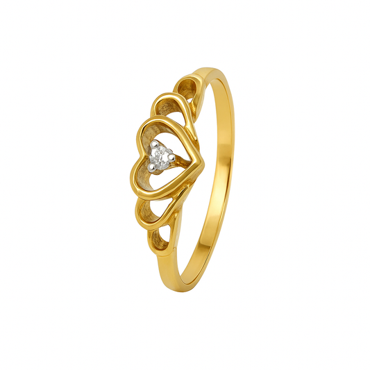 Yellow Gold Diamond Heart Ring, 10k, TDW:0.01ct