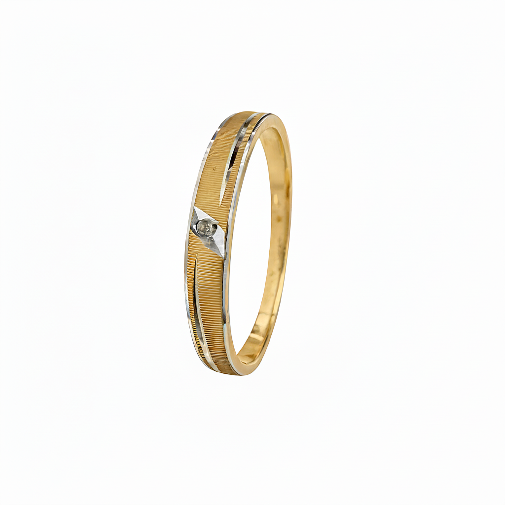 10K Yellow Gold Two-Tone Textured Diamond Band Ring