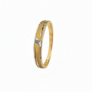 10K Yellow Gold Two-Tone Textured Diamond Band Ring