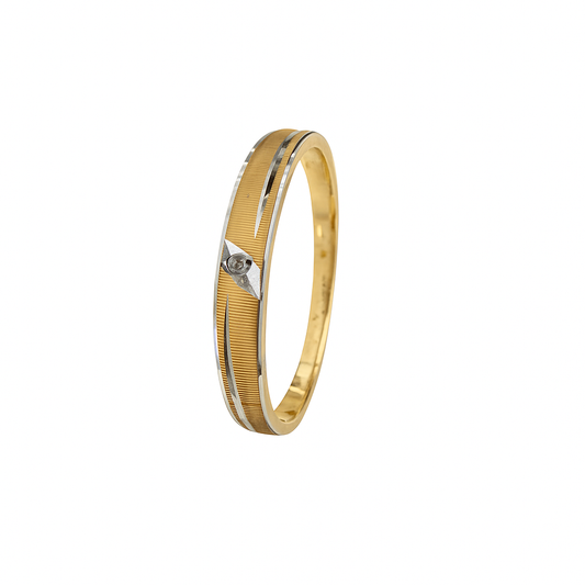 Yellow Gold Two-Tone Textured Diamond Band, 10k, TDW:0.007ct