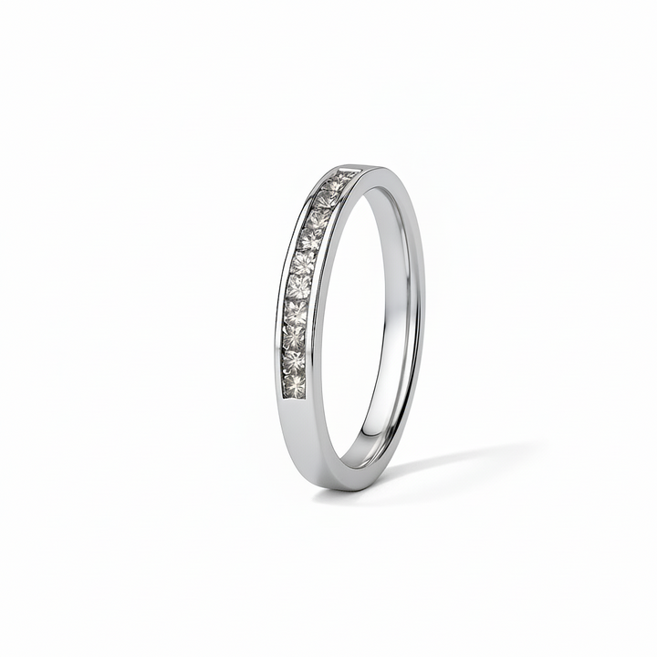 14K White Gold Princess Cut Channel Setting Diamond Band Ring