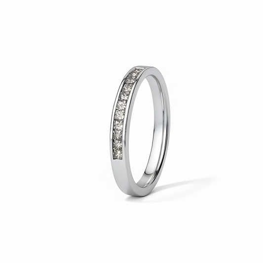 White Gold Princess Cut Channel Setting Diamond Band, 14k, TDW:0.25ct, SI, I