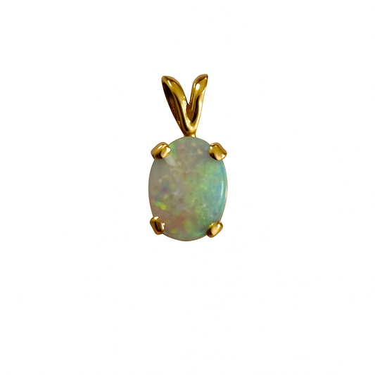 Yellow Gold Oval Shaped Opal Pendant, 14k, O:0.53ct