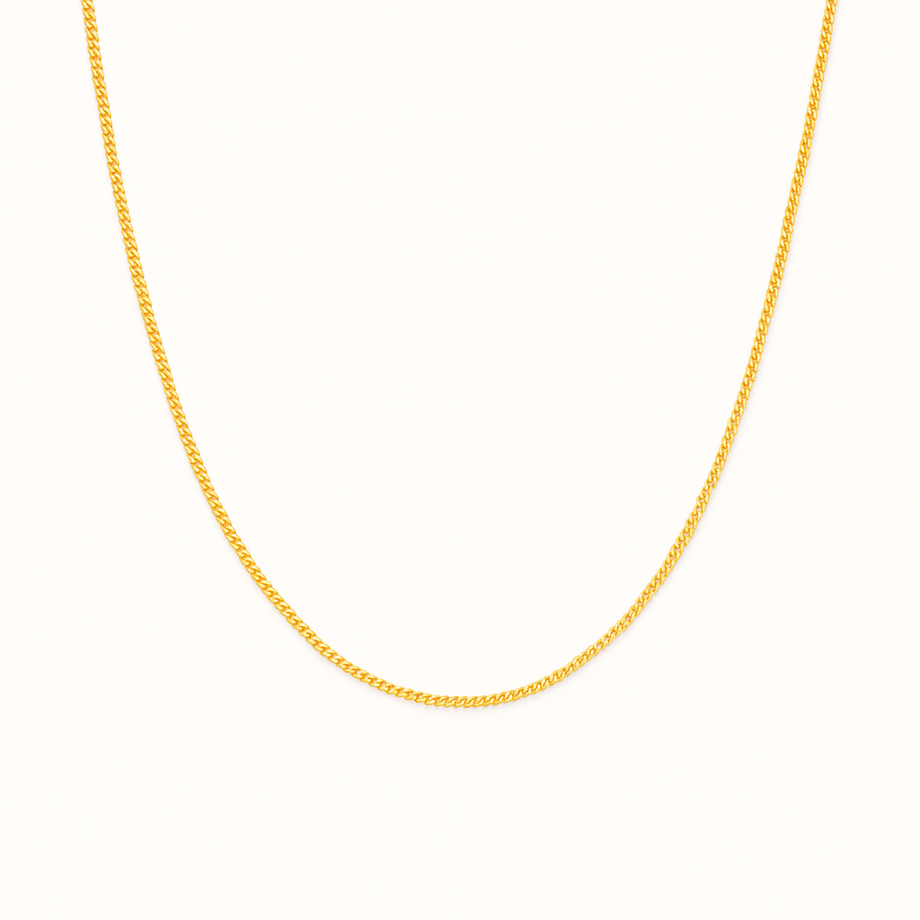 Yellow Gold Flat Curb Chain, 14k, 18 Inches