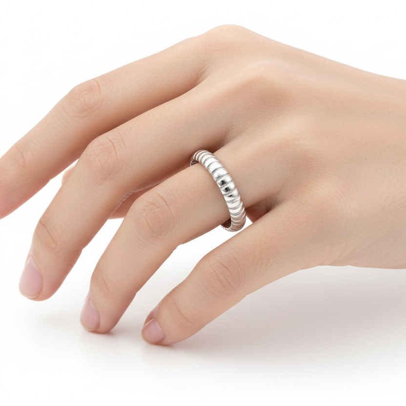 18K White Gold Twisted Rope Ring 1.5 gr