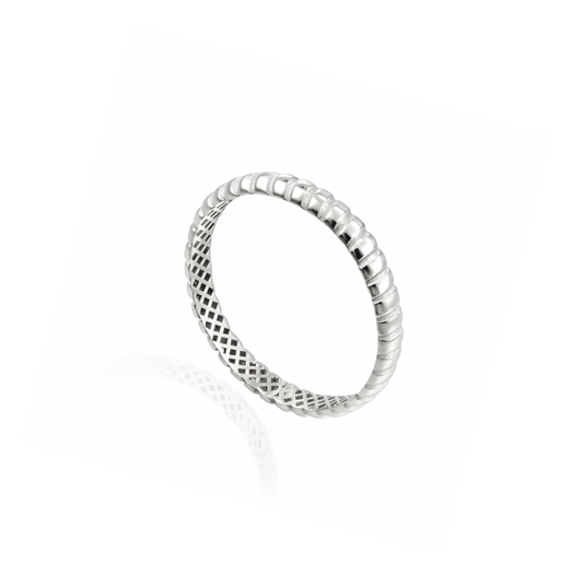 18K White Gold Cable Classic Band.