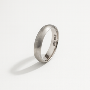 18K White Gold Simple Band Half – dom Surface Matte Finish 4.9 gr