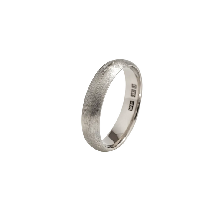 18K White Gold Half-Dome Matte Finish Band