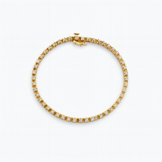 14K Yellow Gold Tennis Bracelet. TDW: 1.56 SI GH