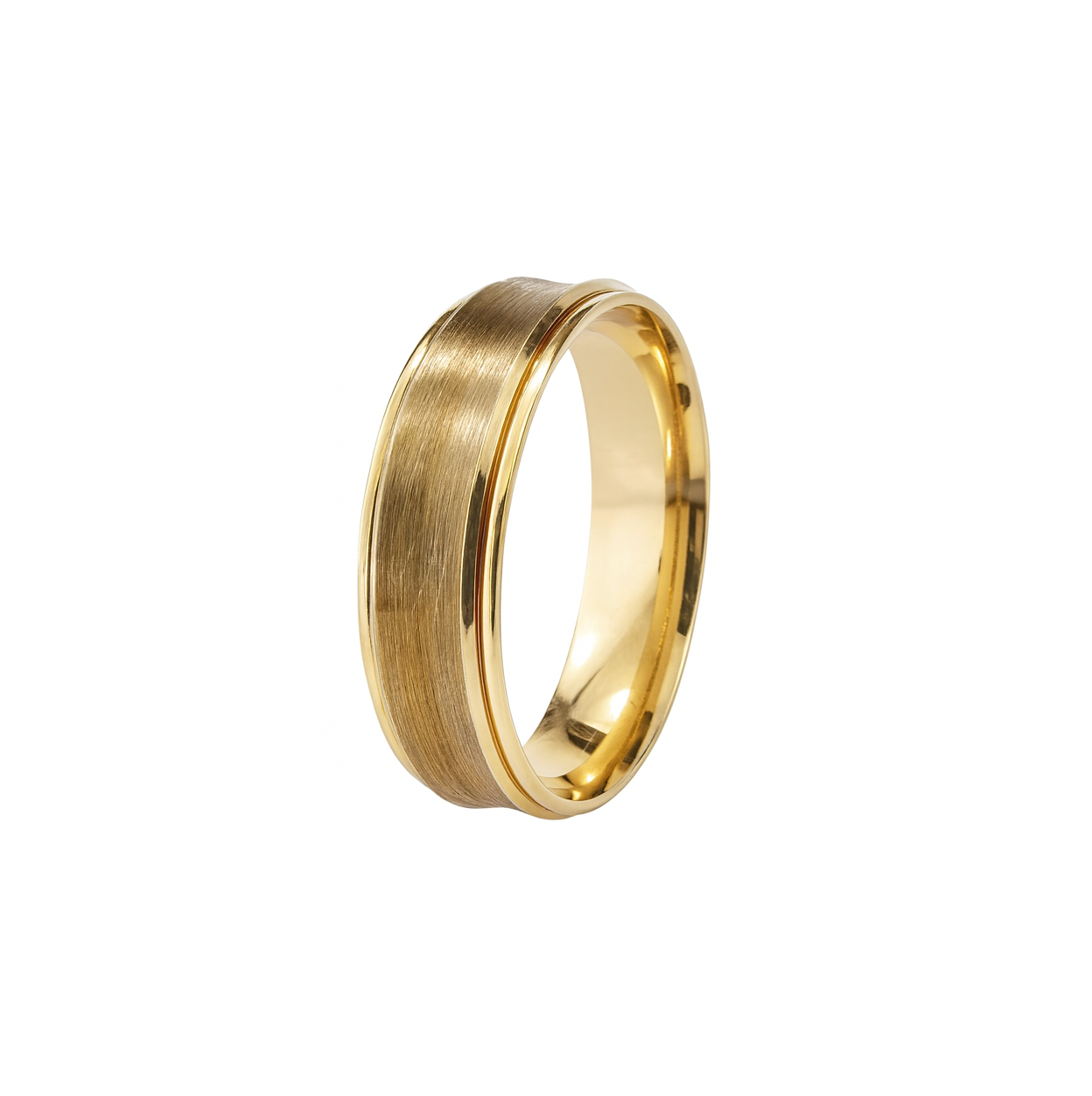 10K Yellow Gold Matte and Shiny Band