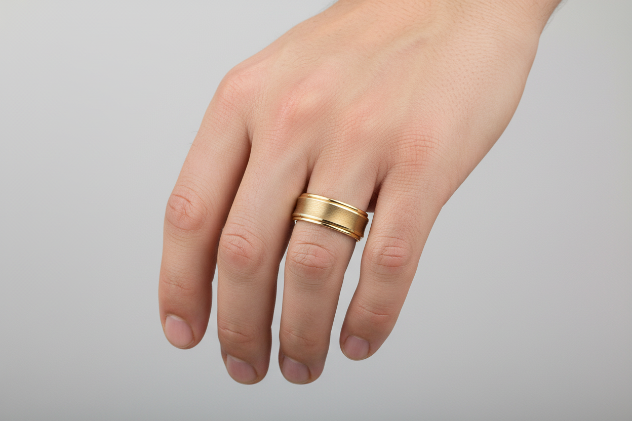 10K Yellow Gold Matte and Shiny Band